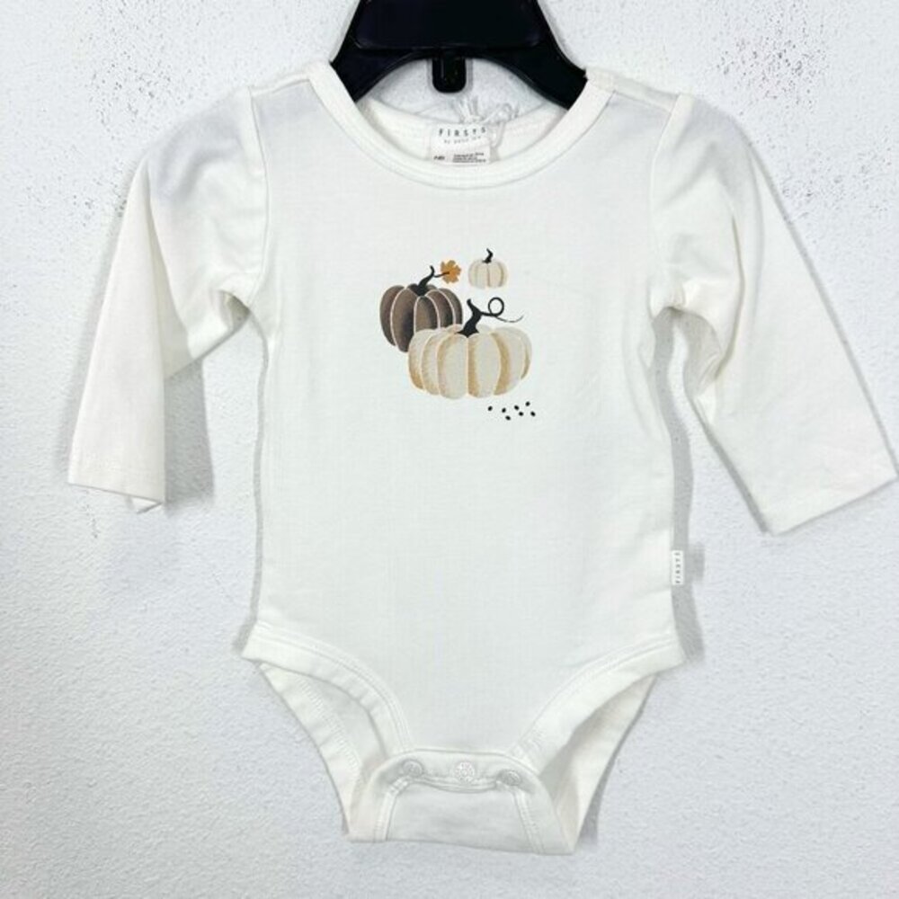 Firsts by Petit Lem‎ Newborn Fall Pumpkin Cozy First Halloween Longsleeve NWT
